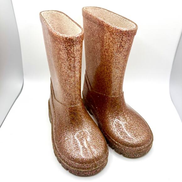 Next Brand UK 6 Toddler Wellies Rain Boots Rose Gold Glitter Pink - Picture 1 of 5